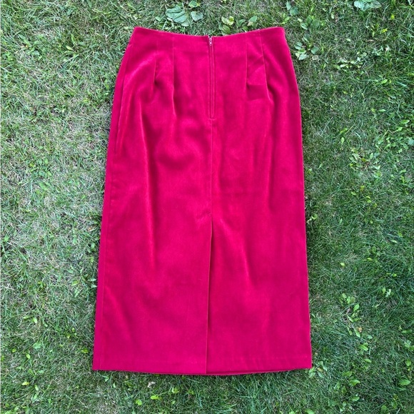 Vtg Briggs New York Long Straight Pencil Skirt 14 Merlot Red Back Slit Made USA - Picture 2 of 7